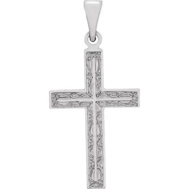 14K White Gold Fancy Cross Pendant