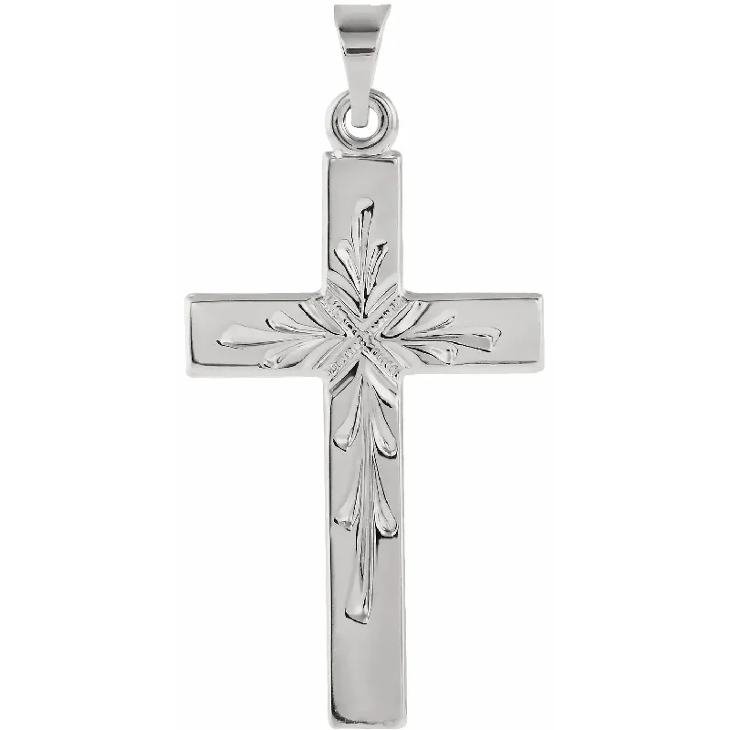 14K White Gold Medium Fancy Cross Pendant