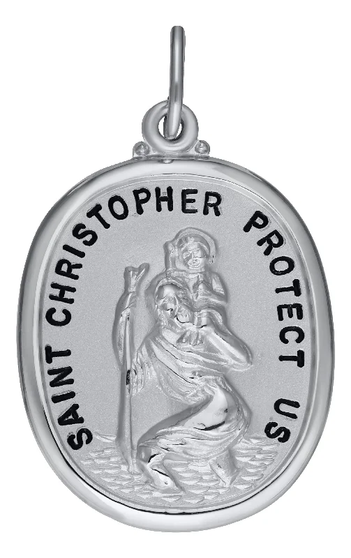 Sterling Silver Oval St. Christopher's Medal on Chain