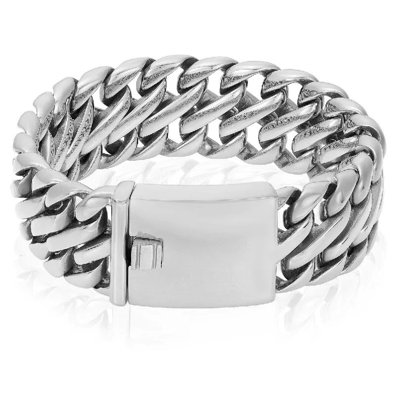 Crucible Men's Fancy Wide Curb Link Stainless Steel Bracelet (23mm)