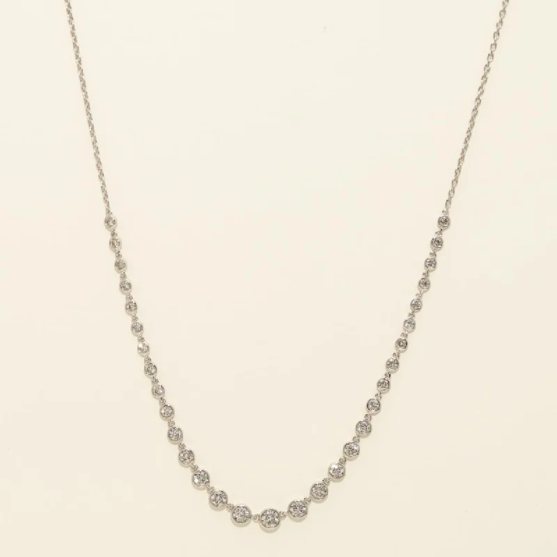 Diamond Graduated Bezel Necklace in 14kt White Gold (1 1/4ct tw)