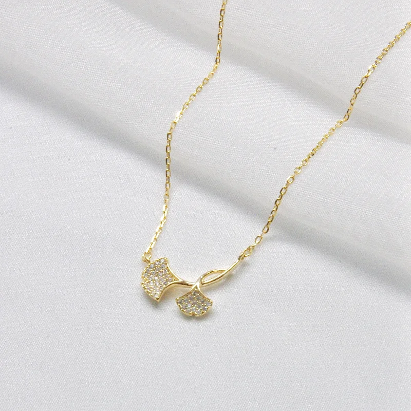 Double Ginkgo Necklace