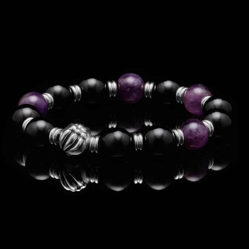 Dragon Claw bracelet with Amethyst, Obsidian