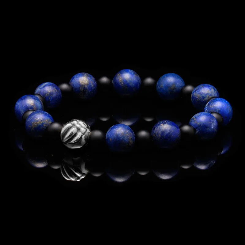 Dragon Claw bracelet with Lapis Lazuli, Matt Onyx