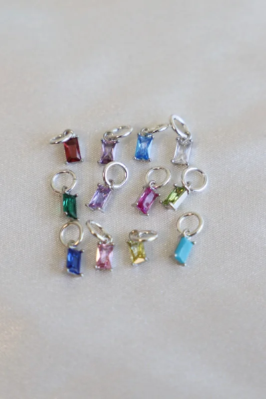 EMERALD CUT BIRTHSTONE CHARM