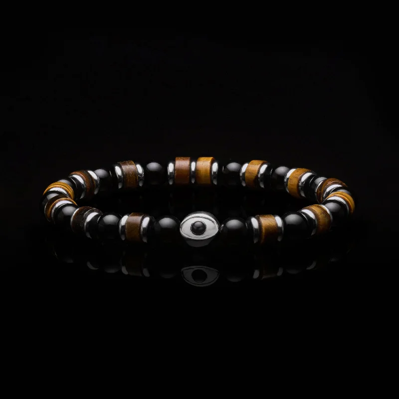 Evil Eye Tiger Eye Beaded Bracelet