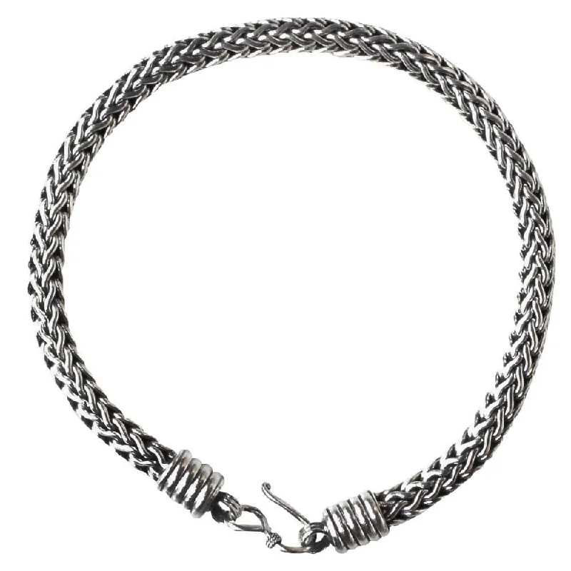 Fire Dance Everyday or Dressy Fluid Flexible Naga Snake Chain 925 Sterling Silver Contemporary Mens Bracelet