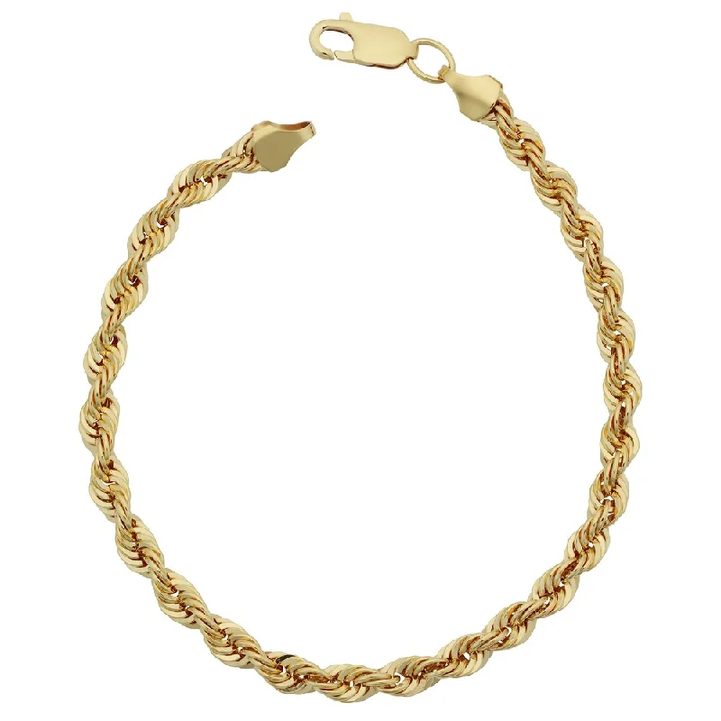 Fremada Men's 10k Yellow Gold 4.75-mm Semi Solid Rope Chain Bracelet (8.5 inches)