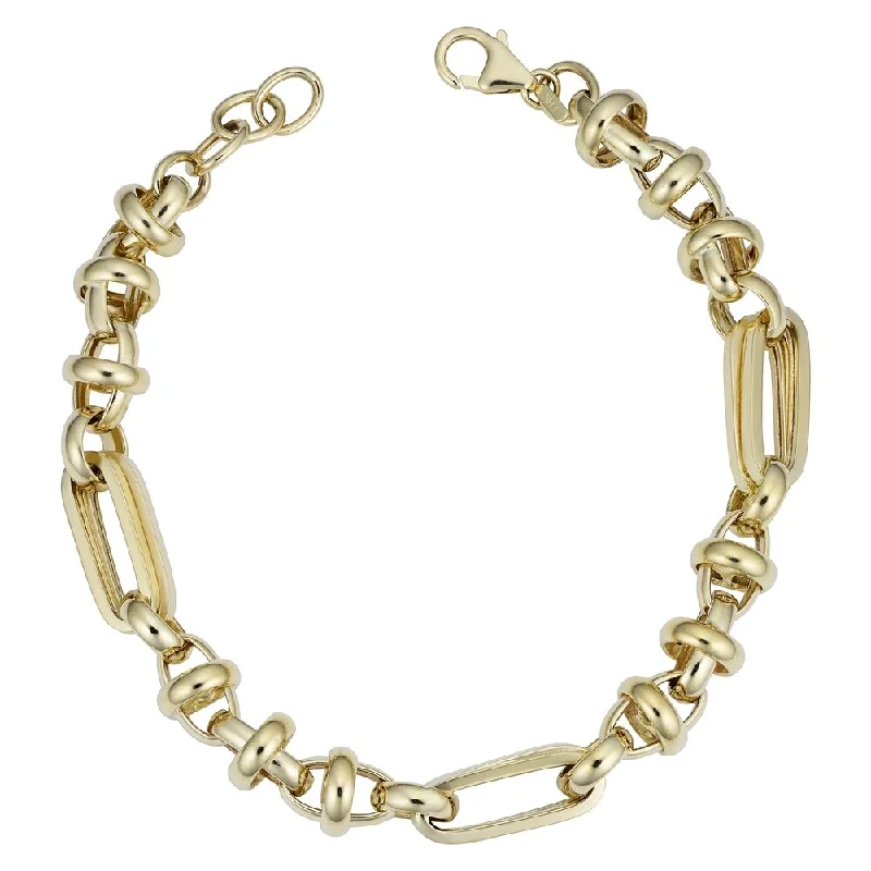 Fremada Men's 14k Yellow Gold Semi Solid Link Bracelet (8 millimeters, 8.5 inches)