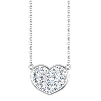 Gold Heart Necklace with Diamonds