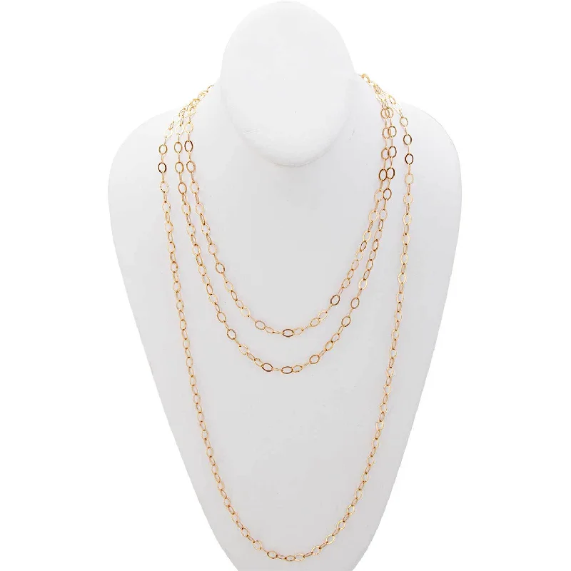 Gold Tone Flat Oval Base Metal Chain