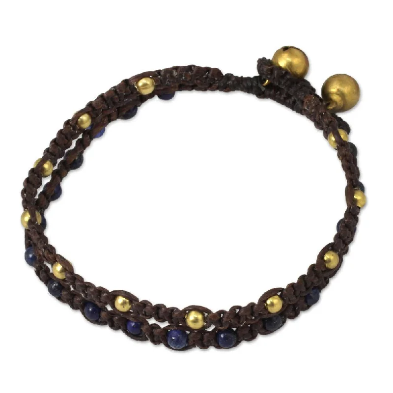 Handmade Brass 'Blue Boho Chic' Lapis Lazuli Bracelet (Thailand)