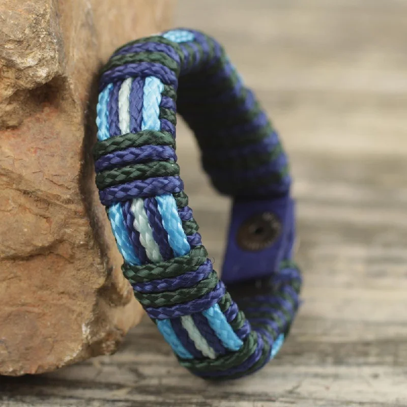 Handmade Kente Ocean Polypropylene Cord Bracelet (Ghana)