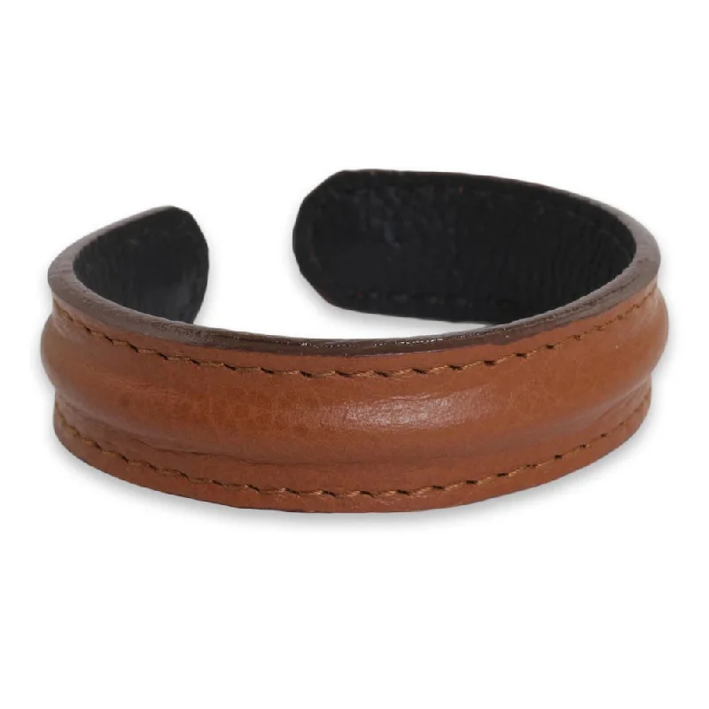 Handmade Leather Basic Brown Bracelet (Thailand)