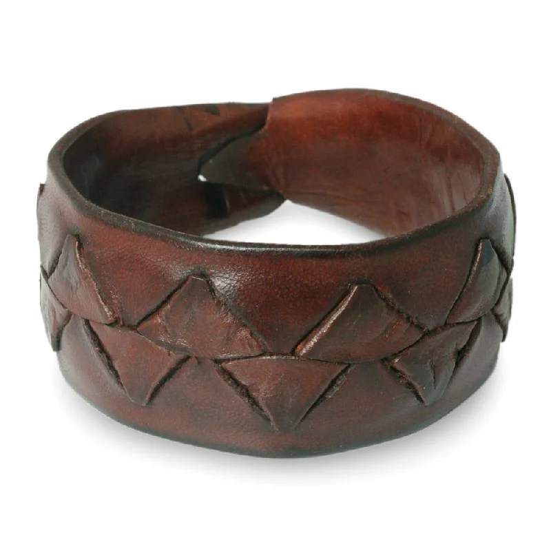 Handmade Leather Men's 'Ayutthaya Brown' Bracelet (Thailand)