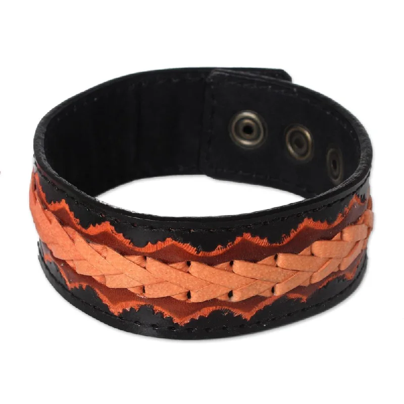 Handmade Men's Leather 'Bangkok Casual' Bracelet (Thailand)