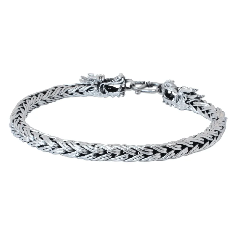 Handmade Men's Sterling Silver 'Brave Nagas' Bracelet (Thailand)