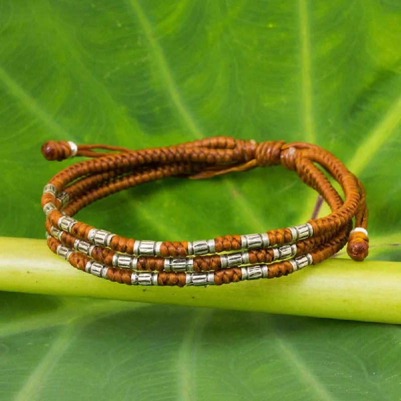 Handmade Silver Accent 'Forest Thicket in Rust' Bracelet (Thailand) - Brown