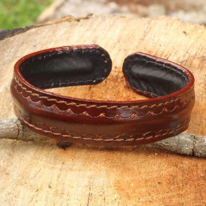 Handmade Solar Soul Leather Bracelet (Thailand)