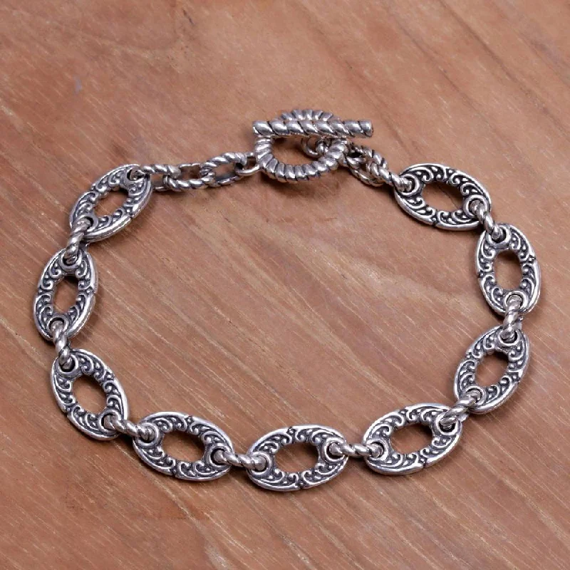 Handmade Sterling Silver 'Fern Forest' Bracelet (Indonesia)