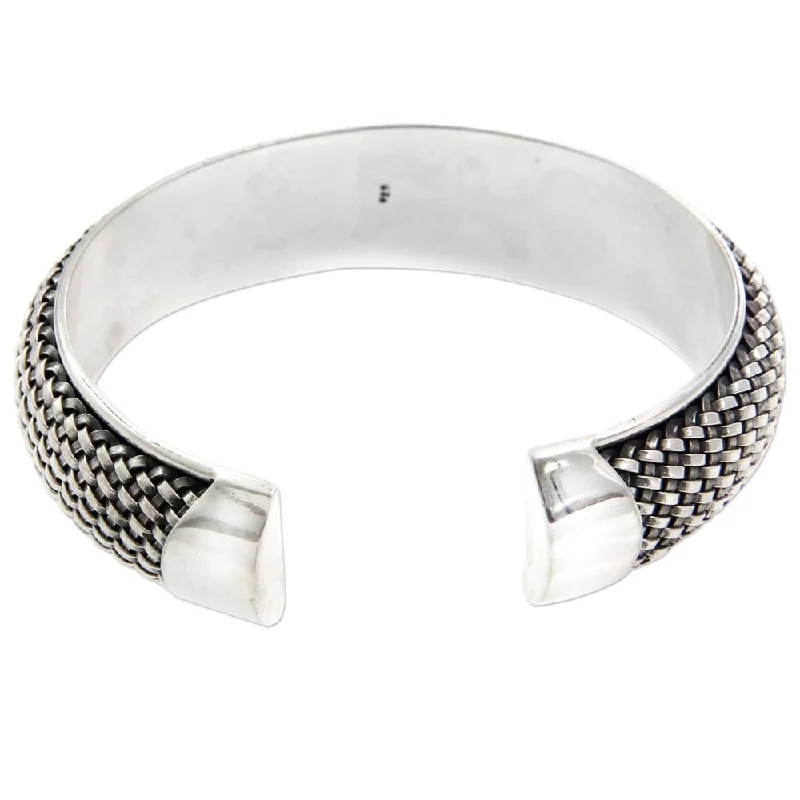 Handmade Sterling Silver Woven Paths Bracelet (Indonesia)