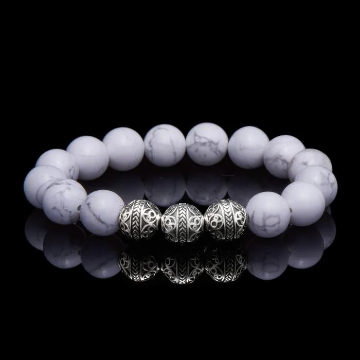 Classic Silver Howlite Beaded Bracelet