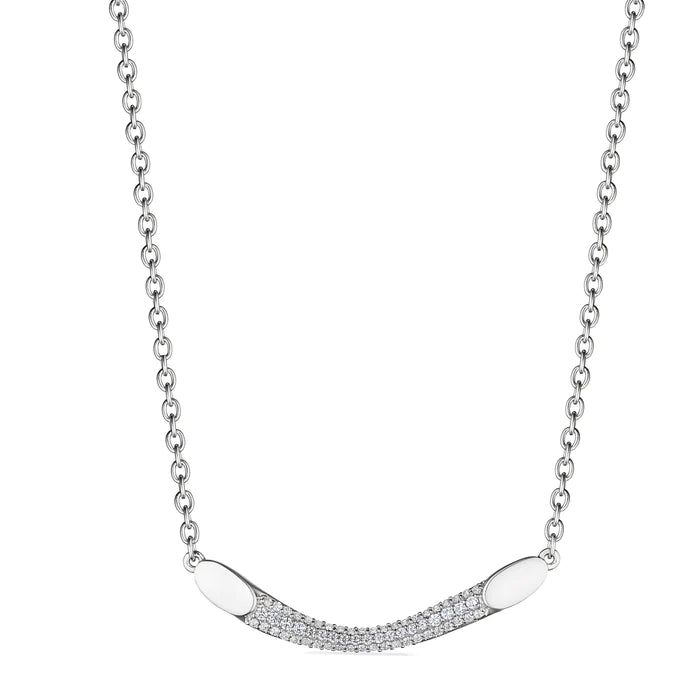 Judith Ripka Sterling Silver Gaia Bar Necklace With Diamonds