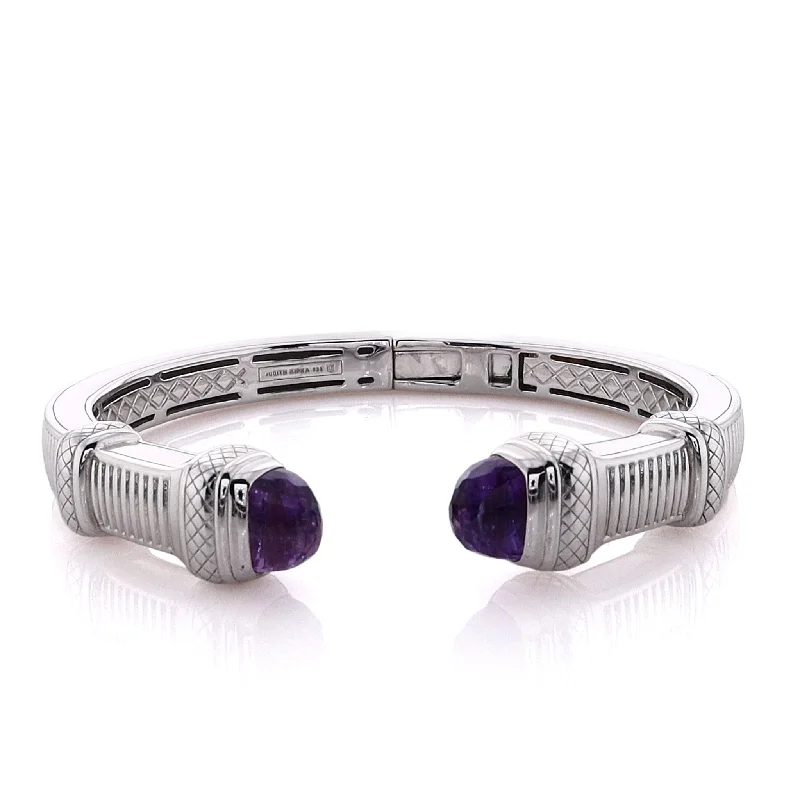 Judith Ripka Sterling Silver Cassandre Cuff with Amethyst Ends