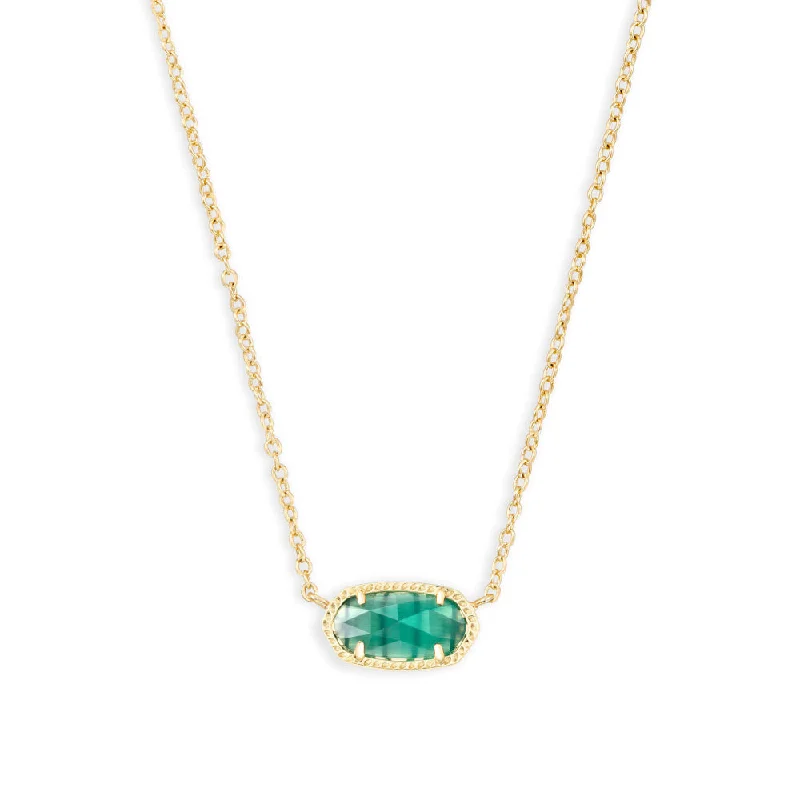 Kendra Scott Elisa Gold Pendant Necklace in Emerald Cat's Eye