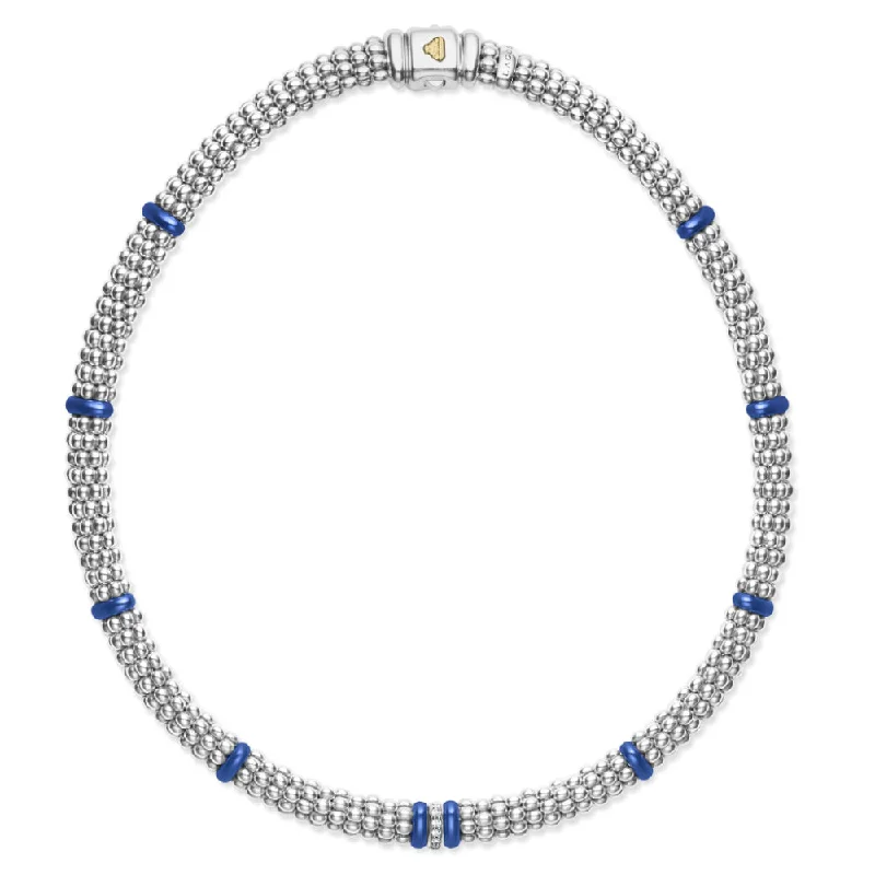 Lagos Blue Caviar Ultramarine Single Station Diamond Necklace