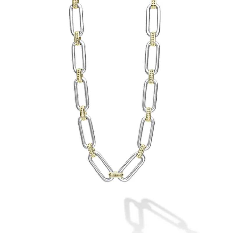 Lagos Signature Caviar Two-Tone Link Necklace