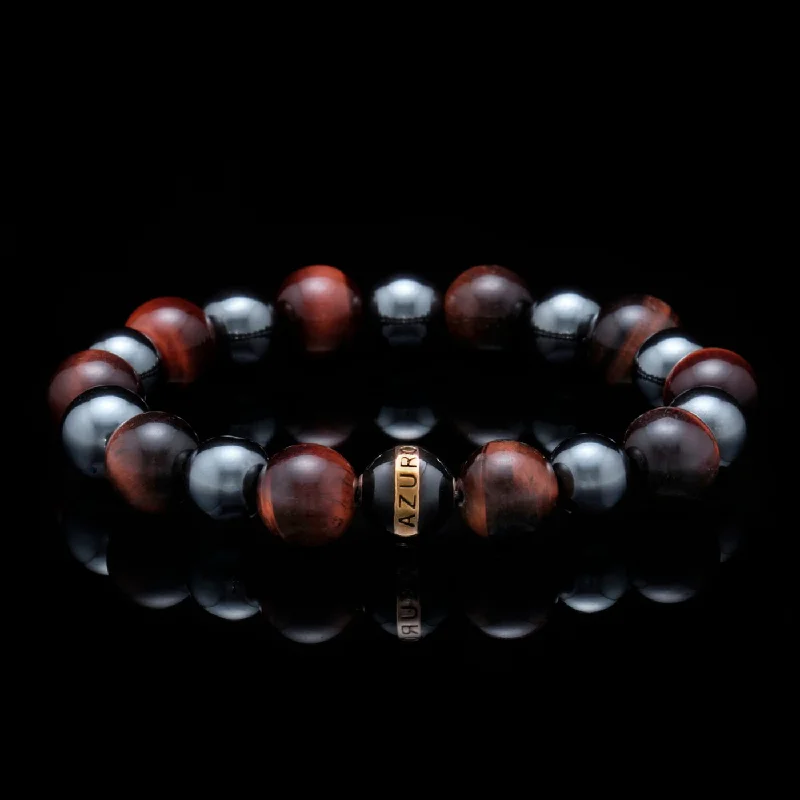 Maximus | 24k Gold Enamel Black Hemitite Tiger Eye Beaded Bracelet