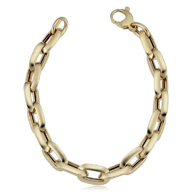 Men's 14k Yellow Gold 10 millimeter Oval Rolo Link Bracelet (8.5 inches)