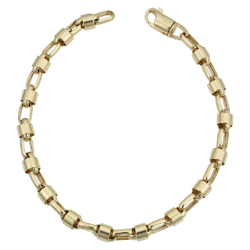 Men's 14k Yellow Gold 5.5 millimeters Bullet Link Bracelet (9 inches)