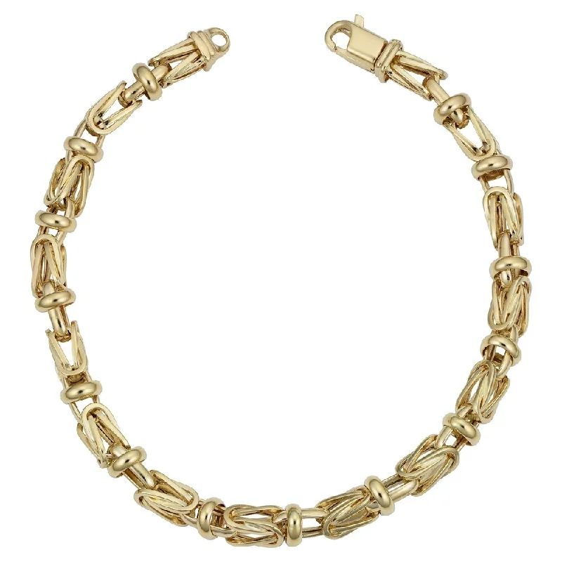 Men's 14k Yellow Gold 5 millimeters Square Byzantine Bracelet (8.75 inches)