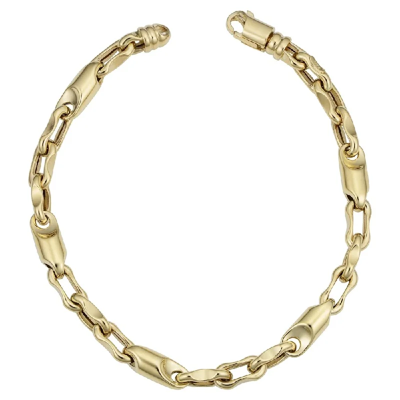 Men's 14k Yellow Gold 6 millimeters Bullet Link Bracelet (8.75 inches)