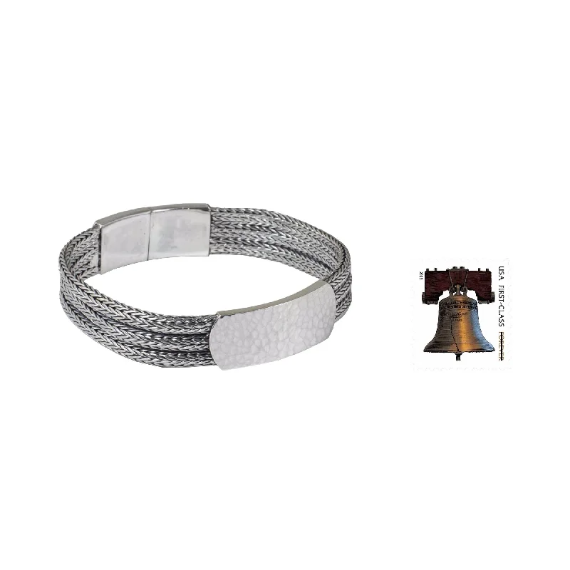 Men's Handmade Sterling Silver 'Winter Wheat' Bracelet (Thailand)