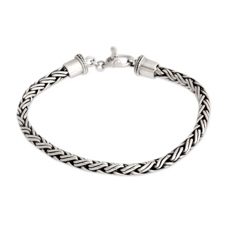 Men's Sterling Silver Bracelet Balinese Python (Indonesia)