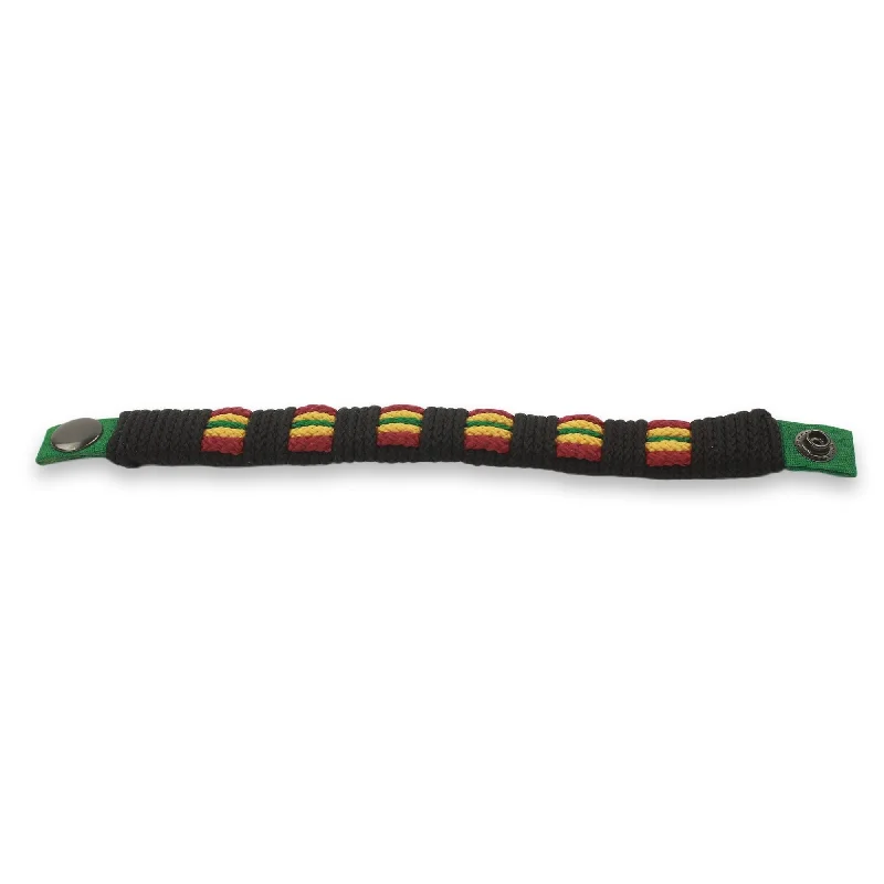 Men's Wristband Bracelet, 'Reggae Kente' (Ghana)