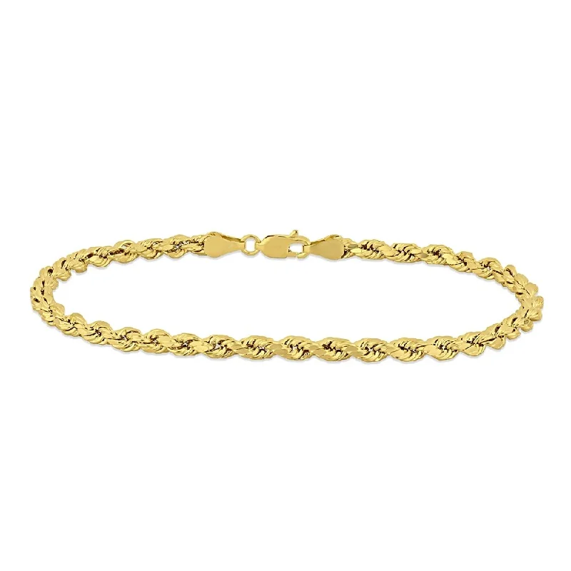 Miadora 10k Yellow Gold Men's 9 Inch Rope Chain Bracelet (4 mm)