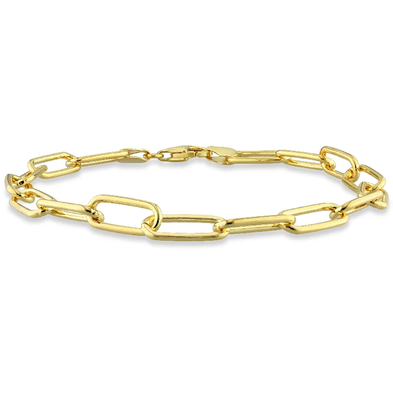 Miadora 18kt Yellow Gold Plated Sterling Silver Paperclip Men's Bracelet