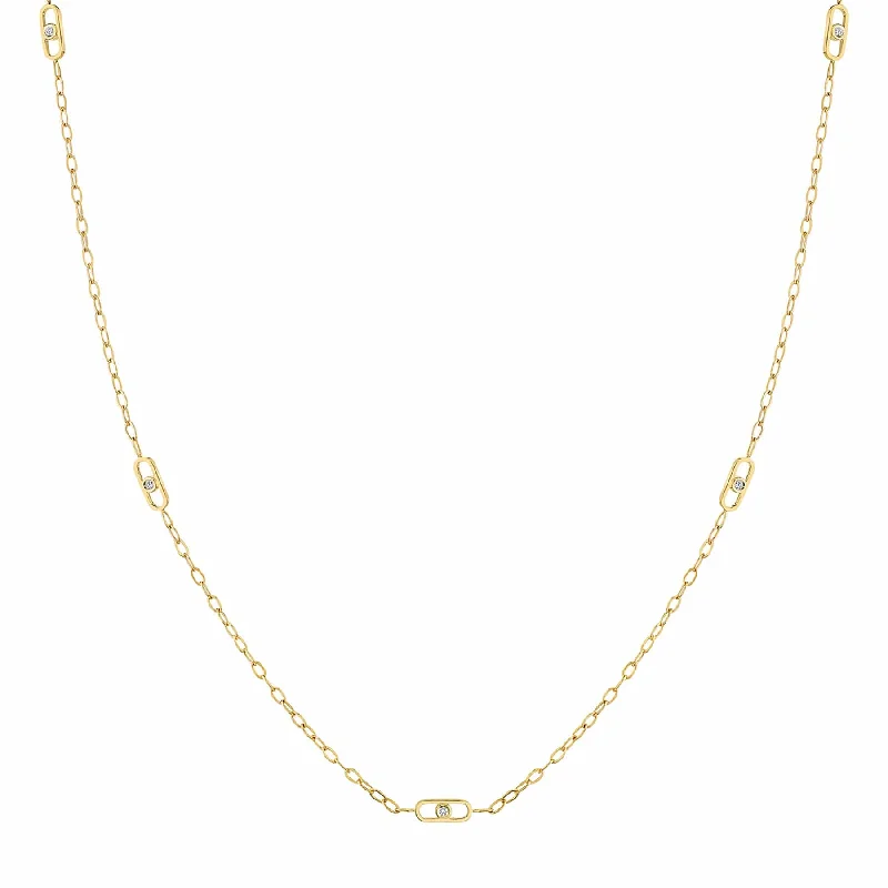 Michael M 14k Yellow Gold Link Stations 24" Diamond Necklace