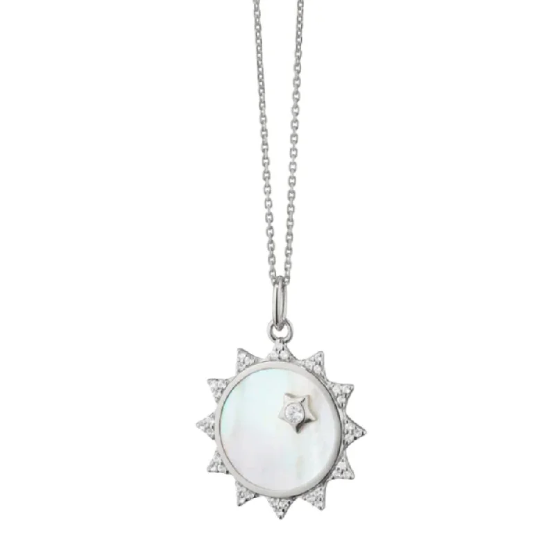 Monica Rich Kosann Mother of Pearl Sapphire Sun Charm Necklace