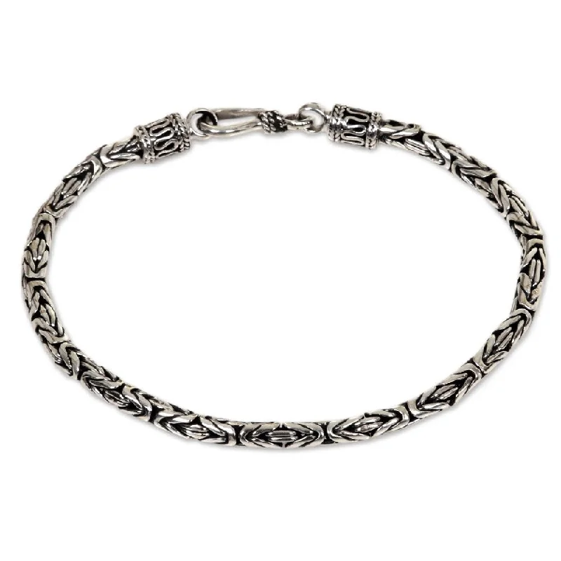 NOVICA Handmade Sterling Silver Byzantine Style Snake Chain Bracelet (Indonesia)