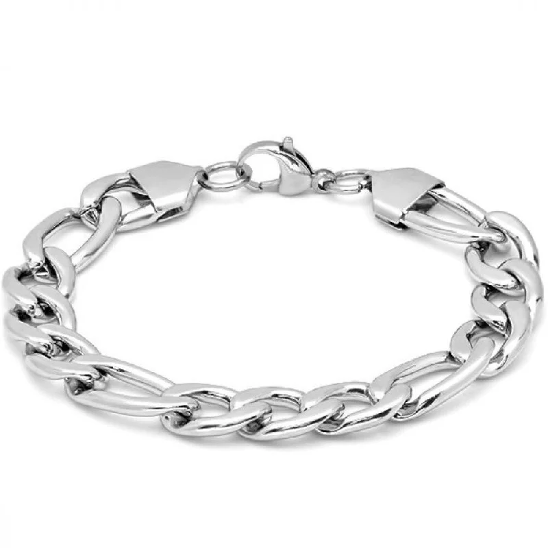 Oxford Ivy Men's Stainless Steel Figaro Chain Link Bracelet 8 1/2 inch