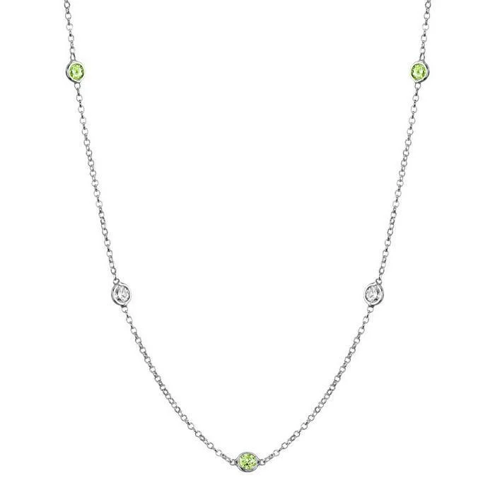 Peridot and Diamond Station Necklace