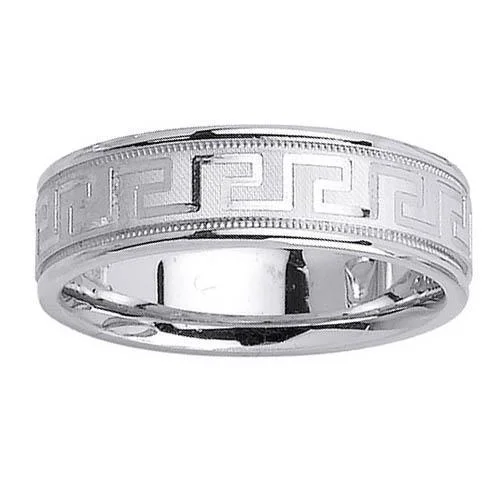 Platinum Wedding Band Greek Key Design