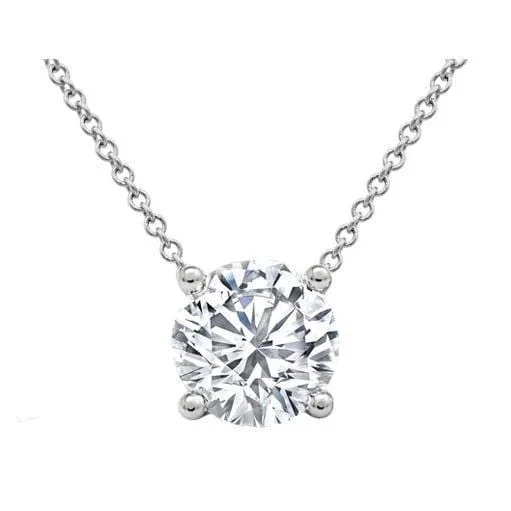 Prong or Bezel Set Diamond Solitaire Pendant GIA Certified