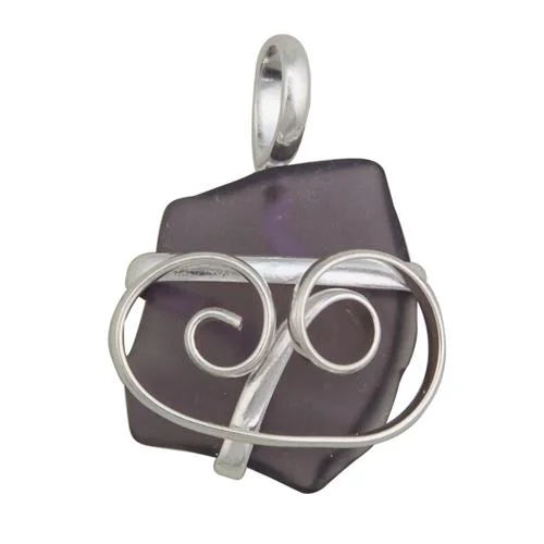 Purple Pompano Beach Glass Freeform Pendant