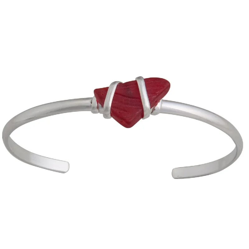 Red Pompano Beach Glass Mini Cuff